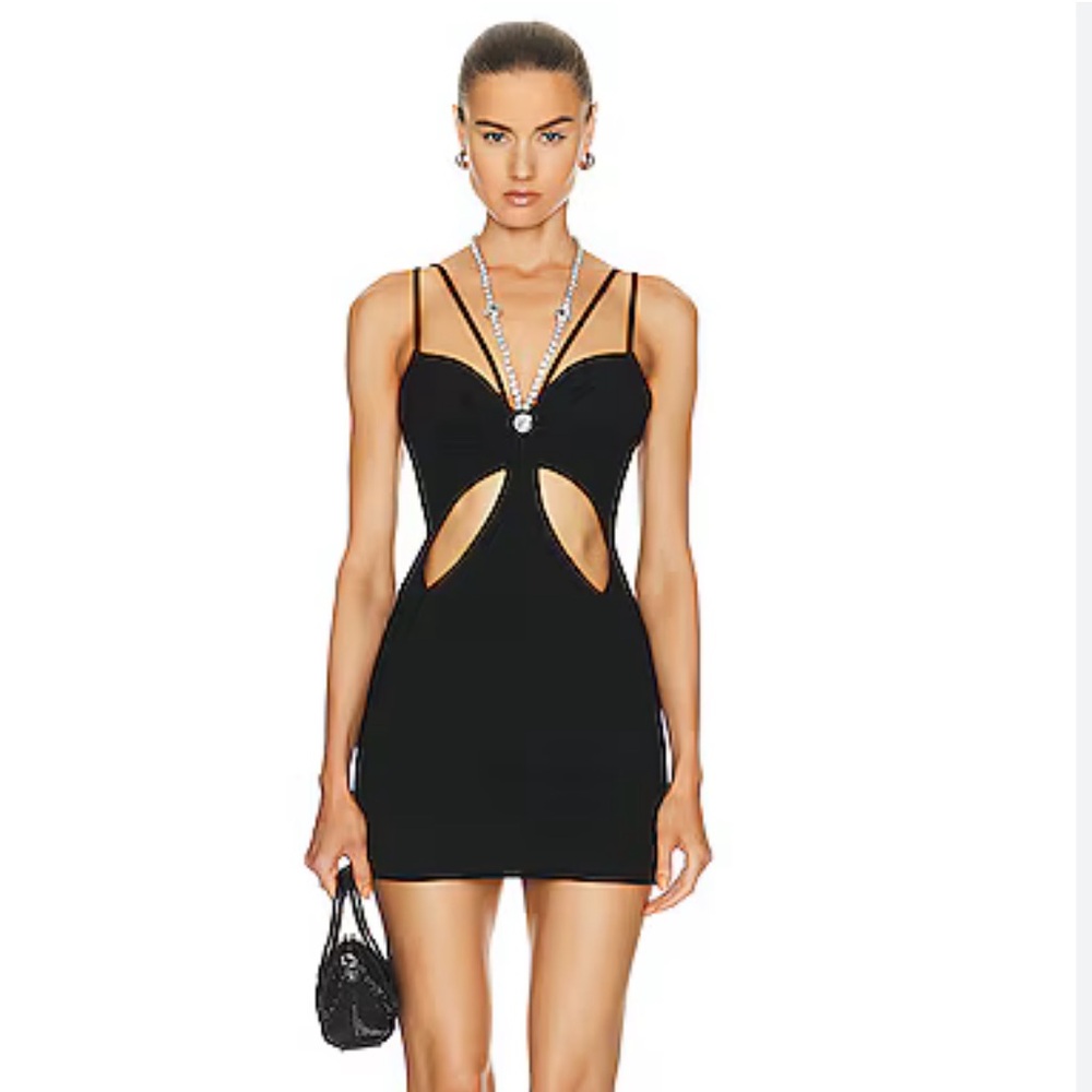 NWT AREA Butterfly crystal cutout mini dress